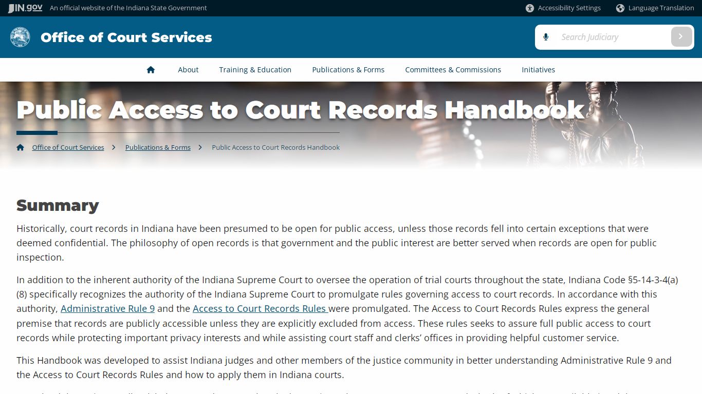 Public Access to Court Records Handbook - Office of Court Services
