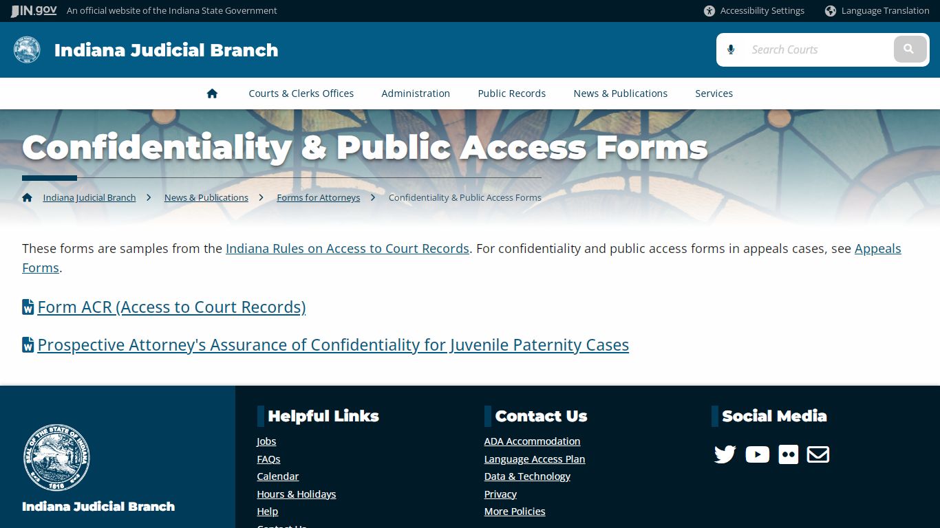 Confidentiality & Public Access Forms - Indiana Judicial Branch